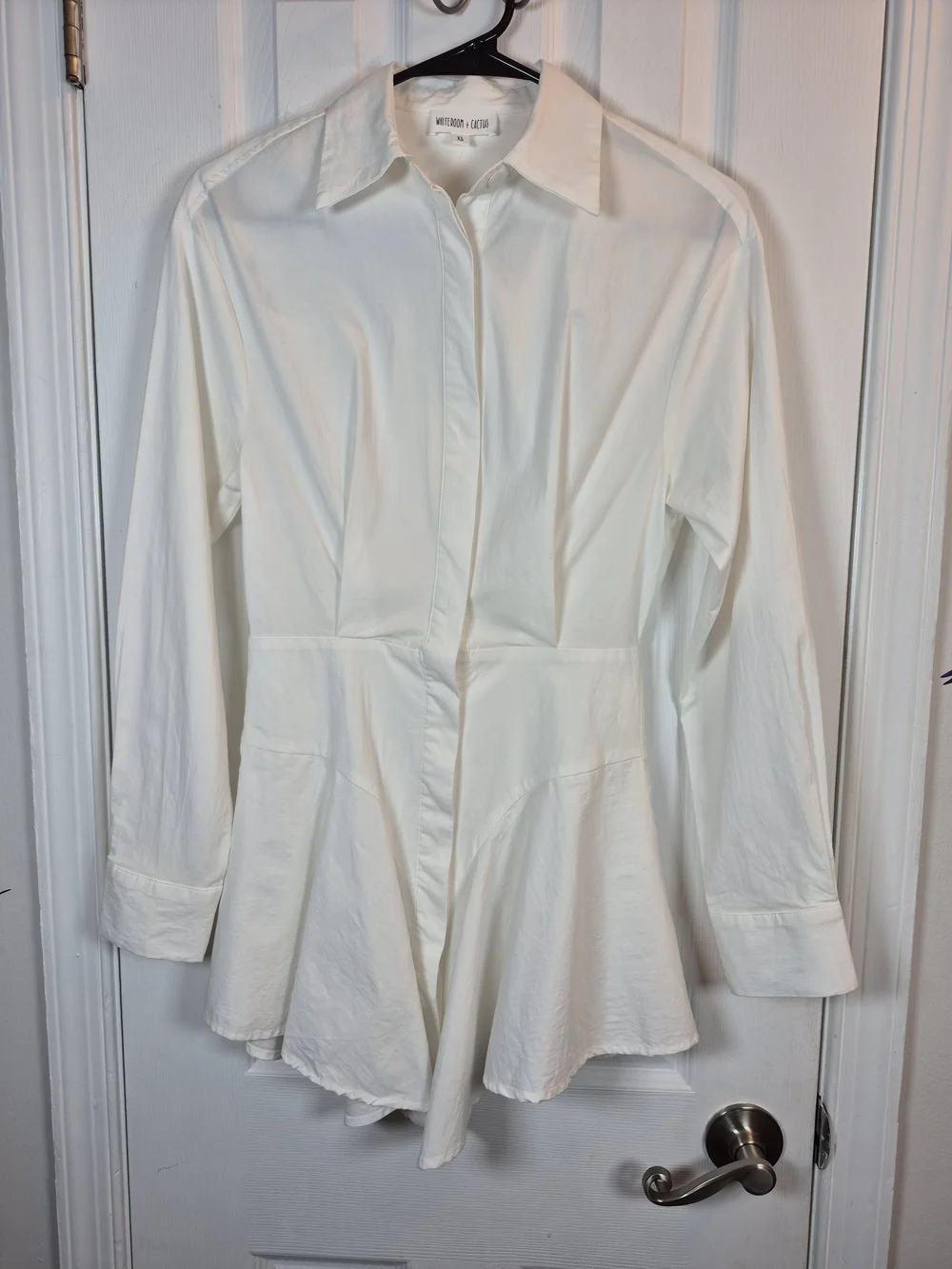 Whiteroom + Cactus White Cotton Peplum Button Down Shirt Dress Blouse XS - Picture 1 of 7